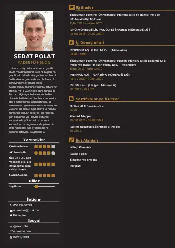 Maden Mühendisi Cv Örnekleri cv indir